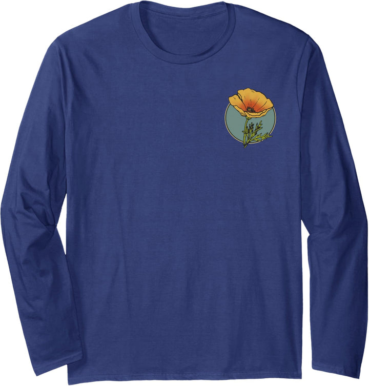 California Poppy Creative Outline and Picture Front & Back Langarmshirt