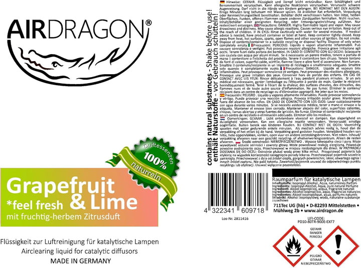 AIRDRAGON® Duft-Set • NEUTRAL + GRAPEFRUIT & LIME • 2 x 1 Liter • Für jede katalytische Lampe • OHNE