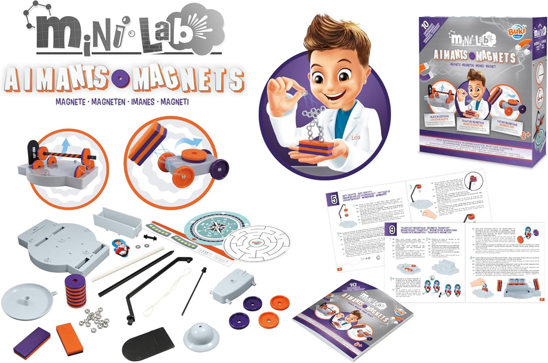 BUKI 3018 - Mini Lab – Magnete | Wissenschaftsset mit 10 Experimenten zu Magnetismus | Lernspielzeug