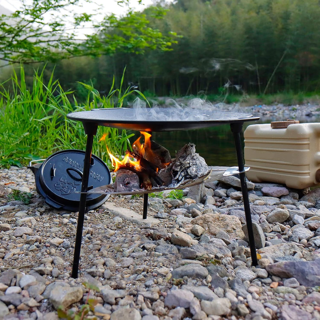 CCLIFE BBQ Grillpfanne Koreanische Grillpfanne aus Gusseisen Runde Grillplatte Antihaftbeschichtung,