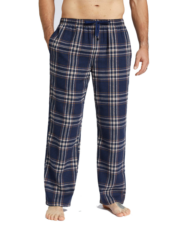Jveyvth Herren Pyjamahose Flanell Baumwolle kariert Schlaf & Lounge Hose, PJ Hose mit Taschen und Kn