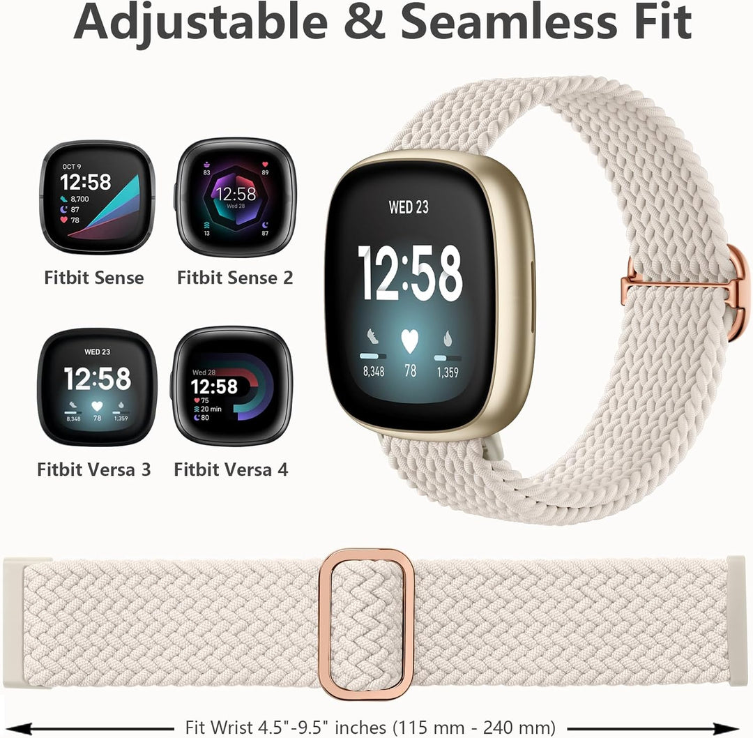 Armbänder Kompatibel mit Fitbit Versa 3/ Versa 4 Armband Damen Herren, Weich Elastisch Nylon Ersatzb