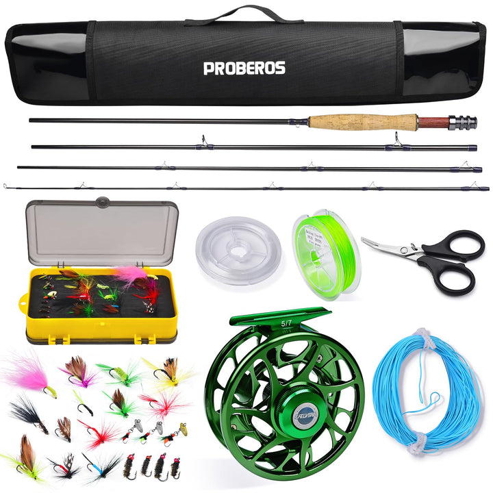 PROBEROS Fliegenfischen Combo - Fliegenrute und Rollen Komplettes Starterpaket mit Fall - Fliegenfis
