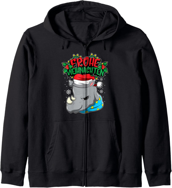 Frohe Weihnachten - Weihnachtstiere - Rhinozeros Nashorn Kapuzenjacke