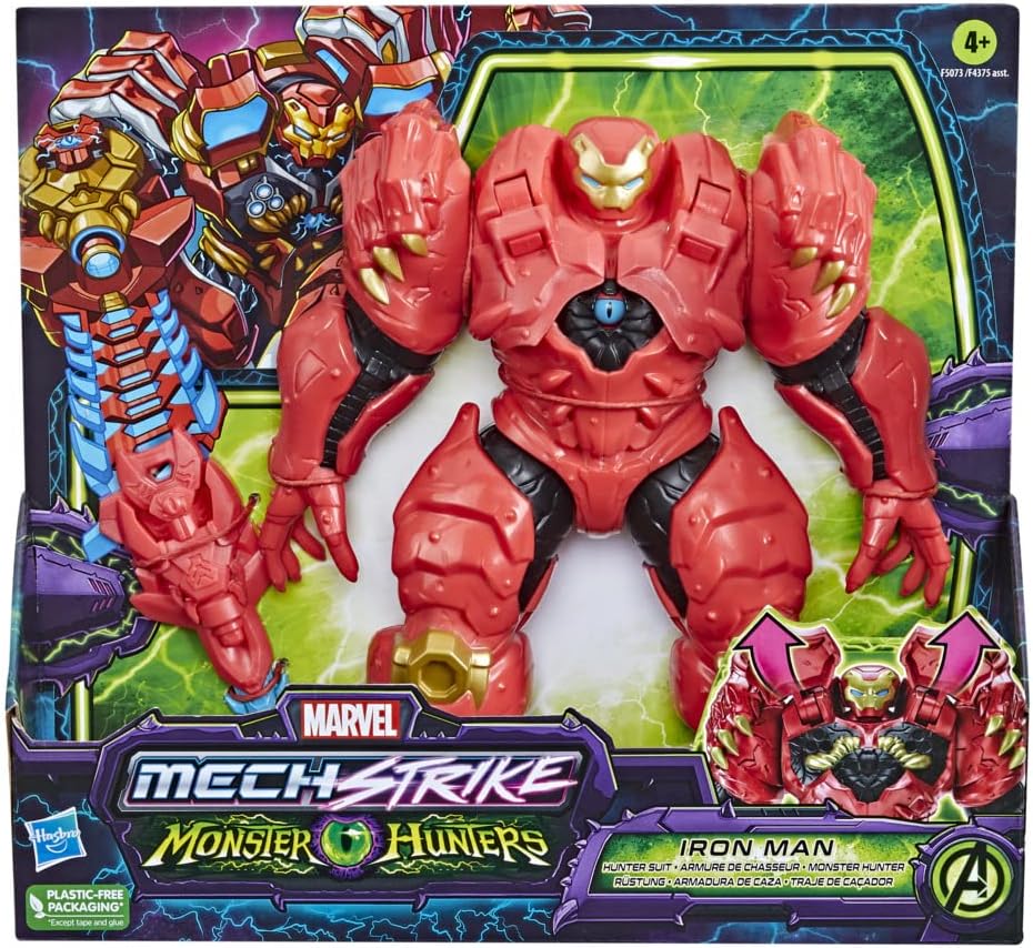 Marvel Hasbro Avengers Mech Strike Monsterjäger Jägeranzug Iron Man Spielzeug, 20 cm grosse Deluxe-F
