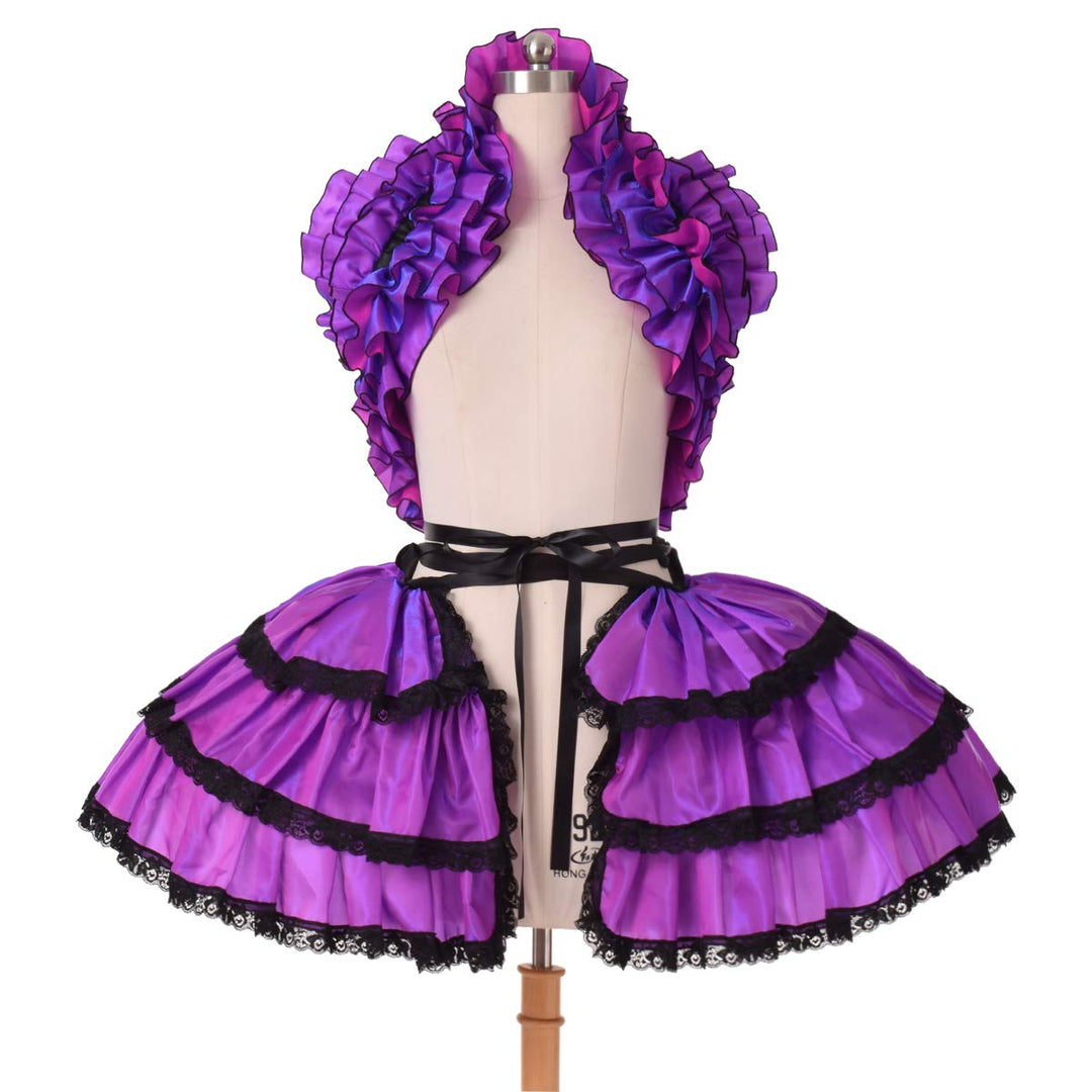 COSDREAMER Damen viktorianischer Petticoat Gothic Steampunk Rüschen Korsett Crop Hoop Rock Violett,