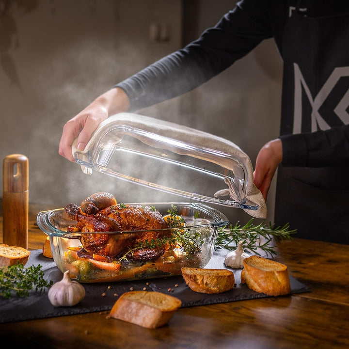 KADAX Auflaufform 7L aus hitzebeständigem Glas – rechteckige Glasform zum Braten & Backen, feuerfest
