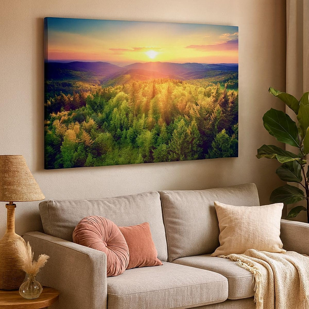 ARTTOR Bilder auf Leinwand 100x70cm Leinwandbild mit Rahmen Berge Natur Gross Wanddeko Bild Schlafzi