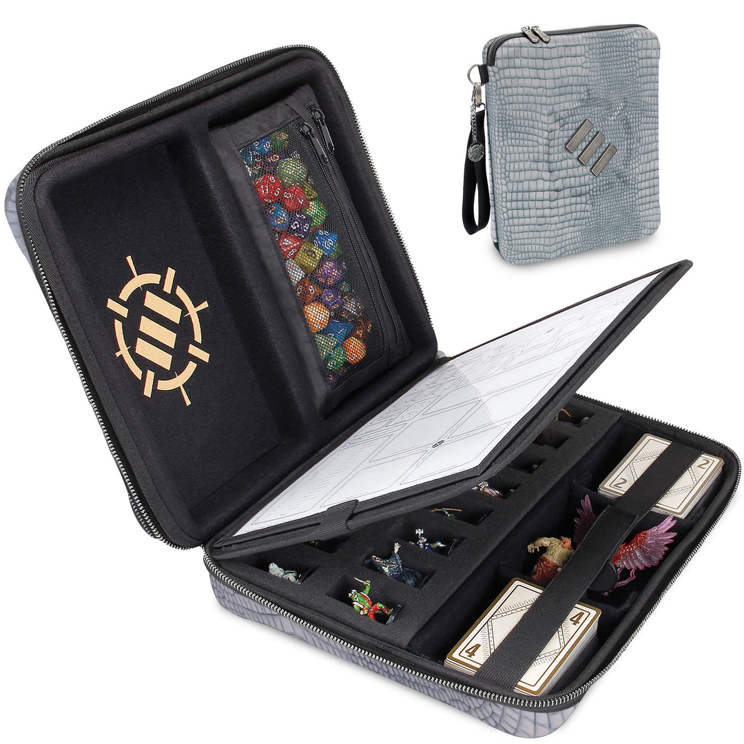 ENHANCE RPG-Organizer-Etui, Sammleredition – DND-Ordner mit integriertem Charakterbogenhalter, Würfe
