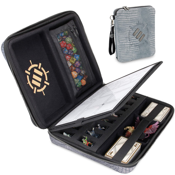 ENHANCE RPG-Organizer-Etui, Sammleredition – DND-Ordner mit integriertem Charakterbogenhalter, Würfe
