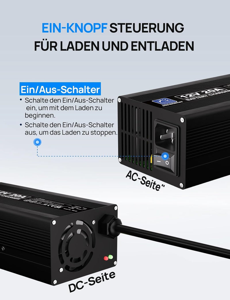 ECO-WORTHY 14,6V 20A LiFePO4 Ladegerät mit Anderson Stecker, 3-stufiges Lithium Akku Batterieladeger