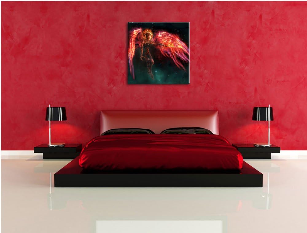 Alien Teufel im Weltraum, Format: 70x70 auf Leinwand, XXL riesige Bilder fertig gerahmt mit Keilrahm