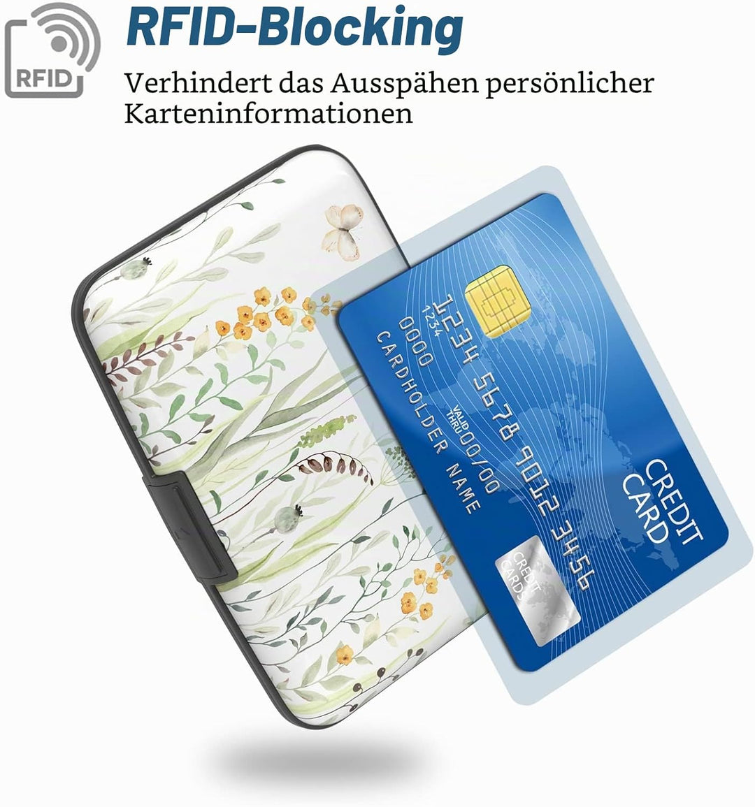 Kreditkartenetui, Mini-Aluminium-Kartenetui, RFID-Blockierung, schlankes Metall-Hartschalenetui für