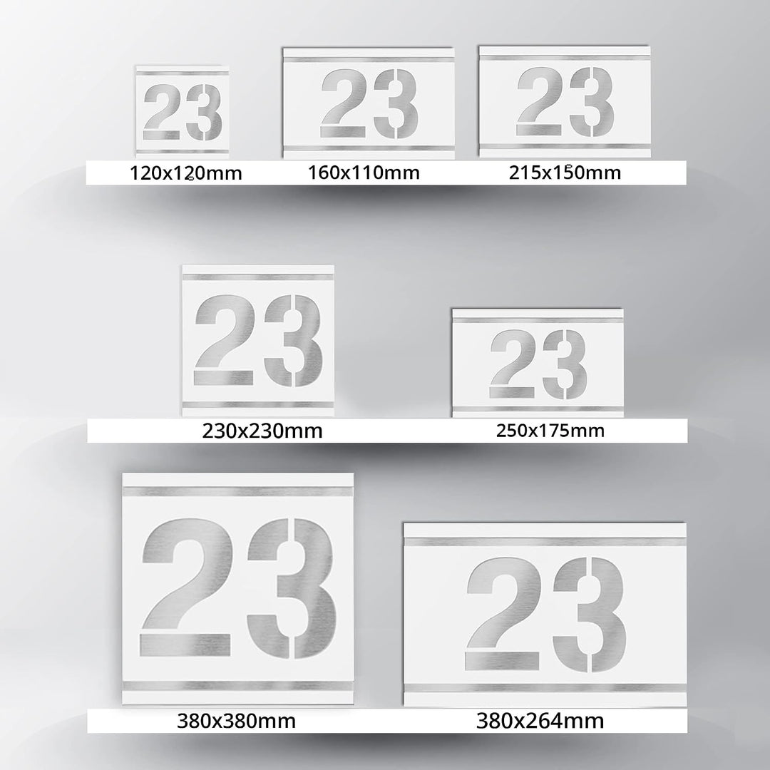 Graviers Design Hausnummernschild mit Gravur aus V2A Edelstahl 215x150mm - Weiss - Wetterfest Rostfr