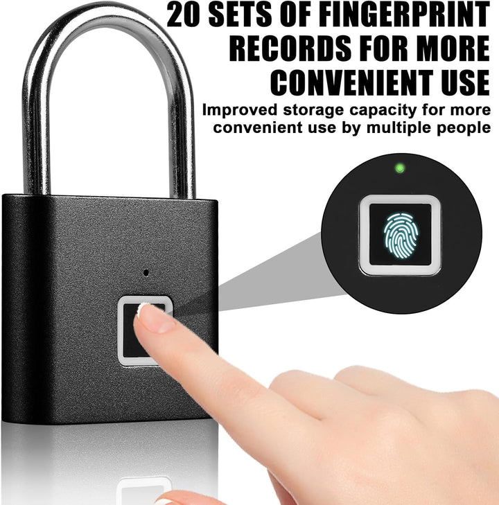 Fingerabdruck Schloss, Smart Schloss Wasserdicht, Schlos s mit Fingerabdruck, Vorhängeschloss Finger