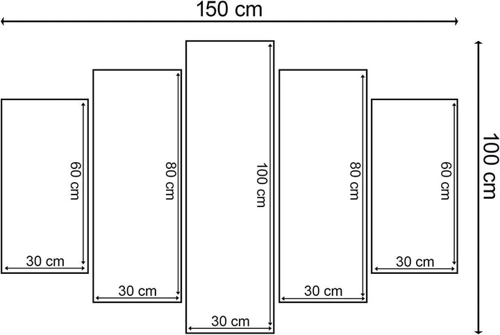 Feeby Frames, Leinwandbild Bilder Wand Bild - 5 Teile - Wandbilder Kunstdruck (New York City, BLAU)