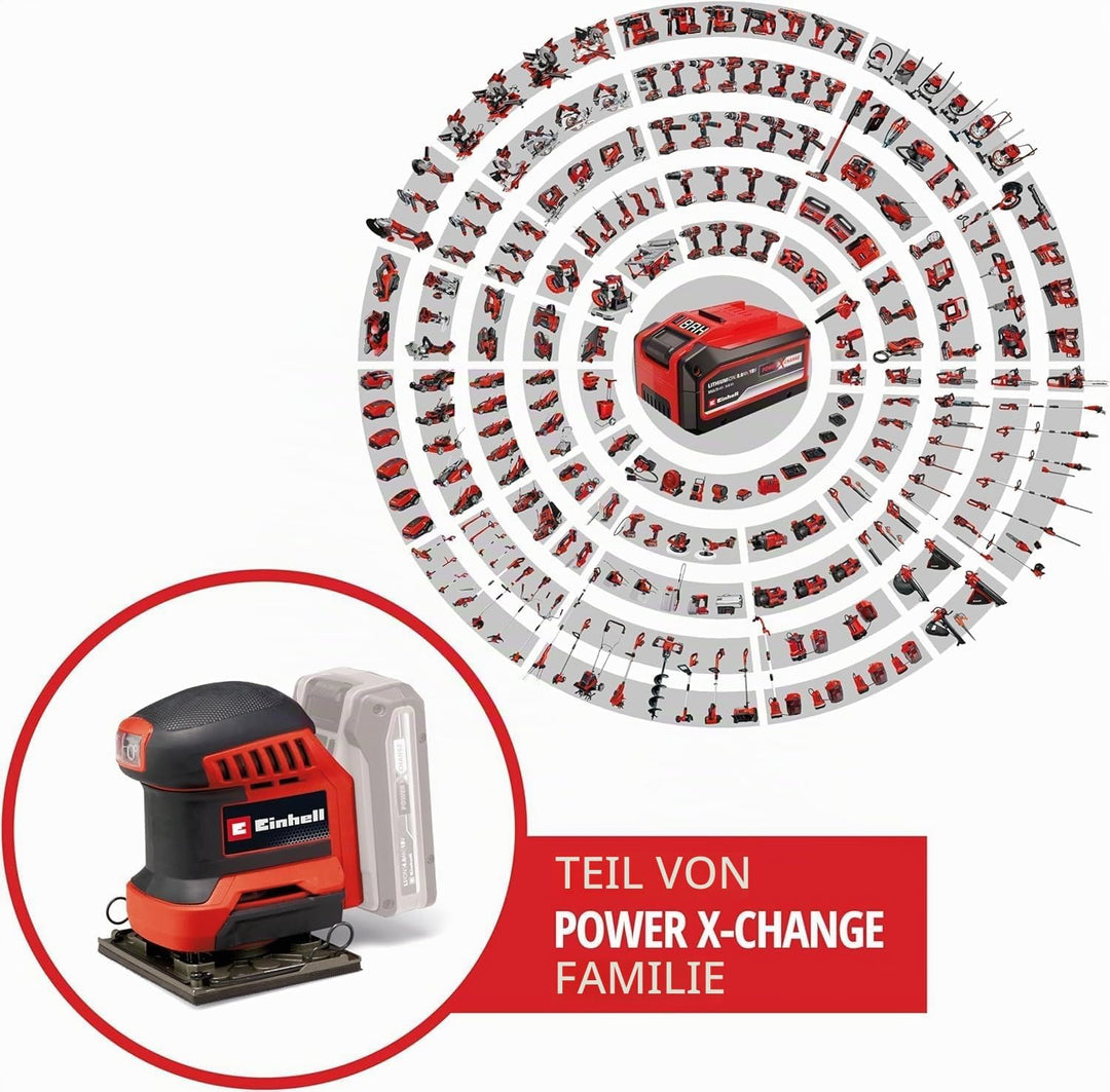 Einhell Akku-Faustschleifer TE-OS 18/113 Li-Solo Power X-Change (18 V, Schwingschleifer, 1,8 mm Schw