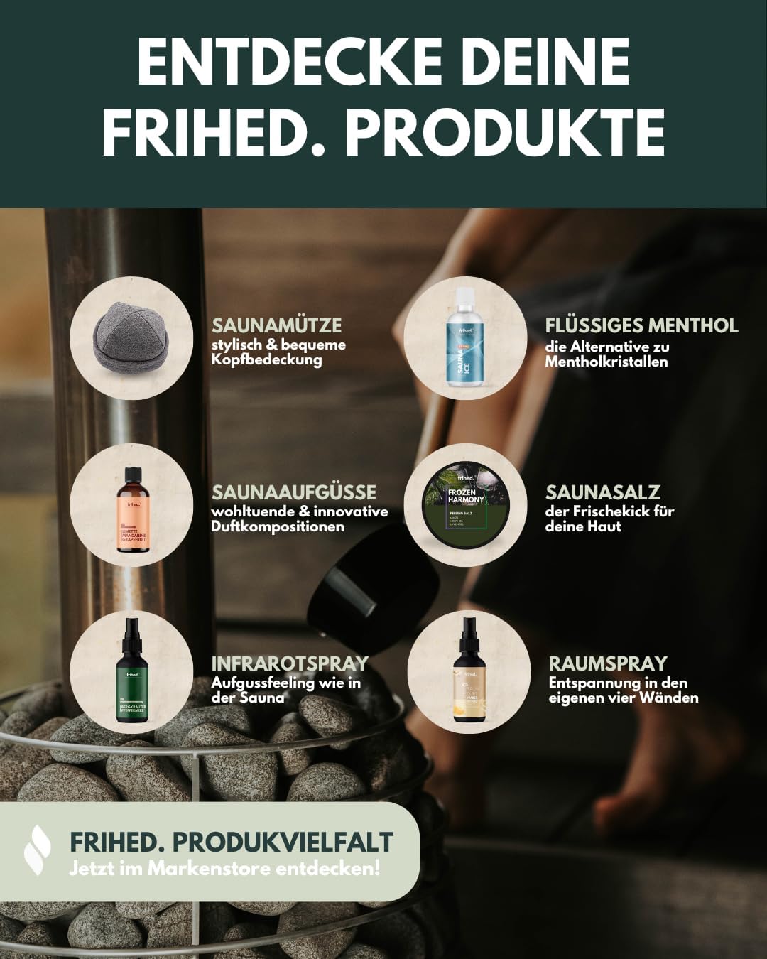 frihed | Saunaaufguss | Premium Aufgussmittel | langanhaltender Sauna Duft | 100ml Glasflasche | Ges
