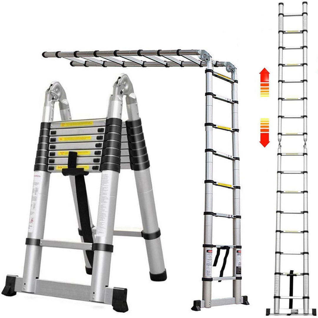5M Teleskopleiter Alu Leiter 2,5M+2,5M Schiebeleiter Klappleiter Multifunktionsleiter Ausziehleiter
