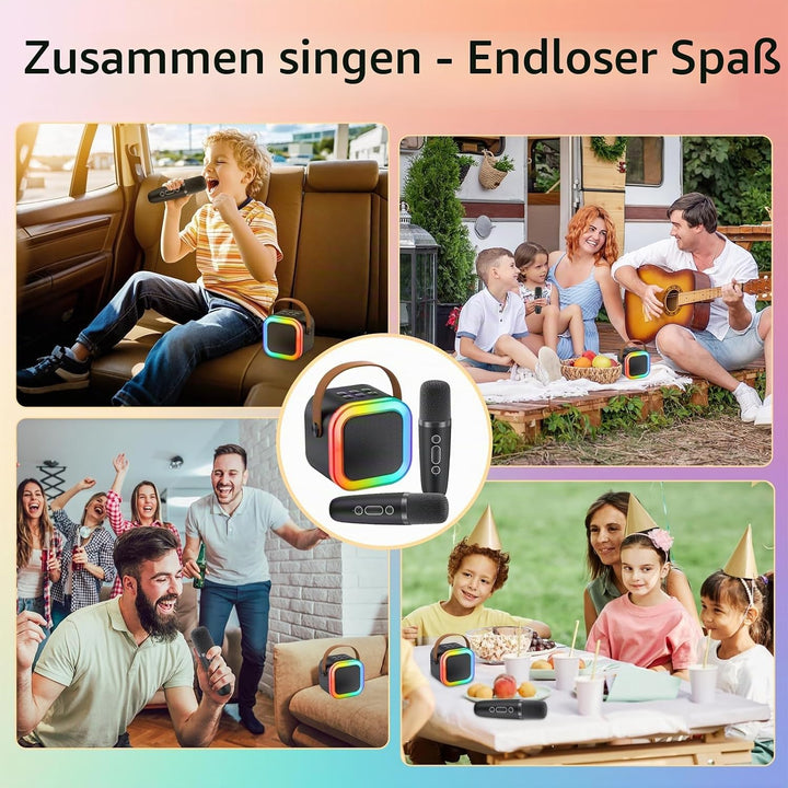Mini Karaoke Maschine Kinder mit 2 Mikrofonen, tragbar Kinder Mikrofon Geschenk 3-12 Jahre, Kindermi