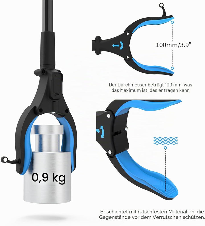 Kekoy 81cm Greifer mit Licht, Faltbare Greifzange für Senioren, Aluminium Müllgreifer Zange, mit Dre