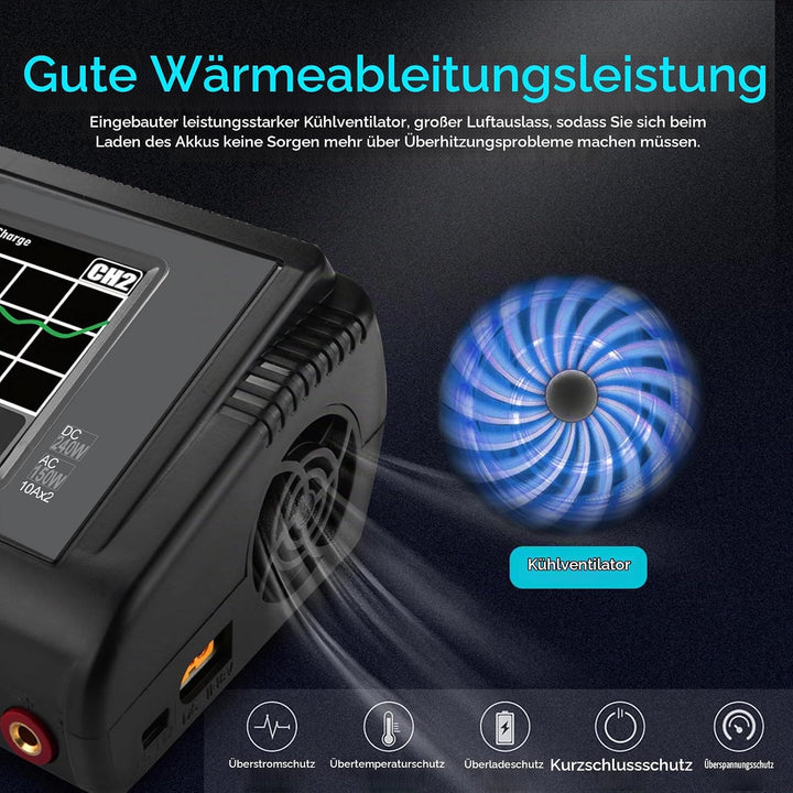 Haisito LiPo Ladegerät, Touchscreen Dual Balance Ladegerät Entlader AC 150W DC 240W 10A für Li-Ionen