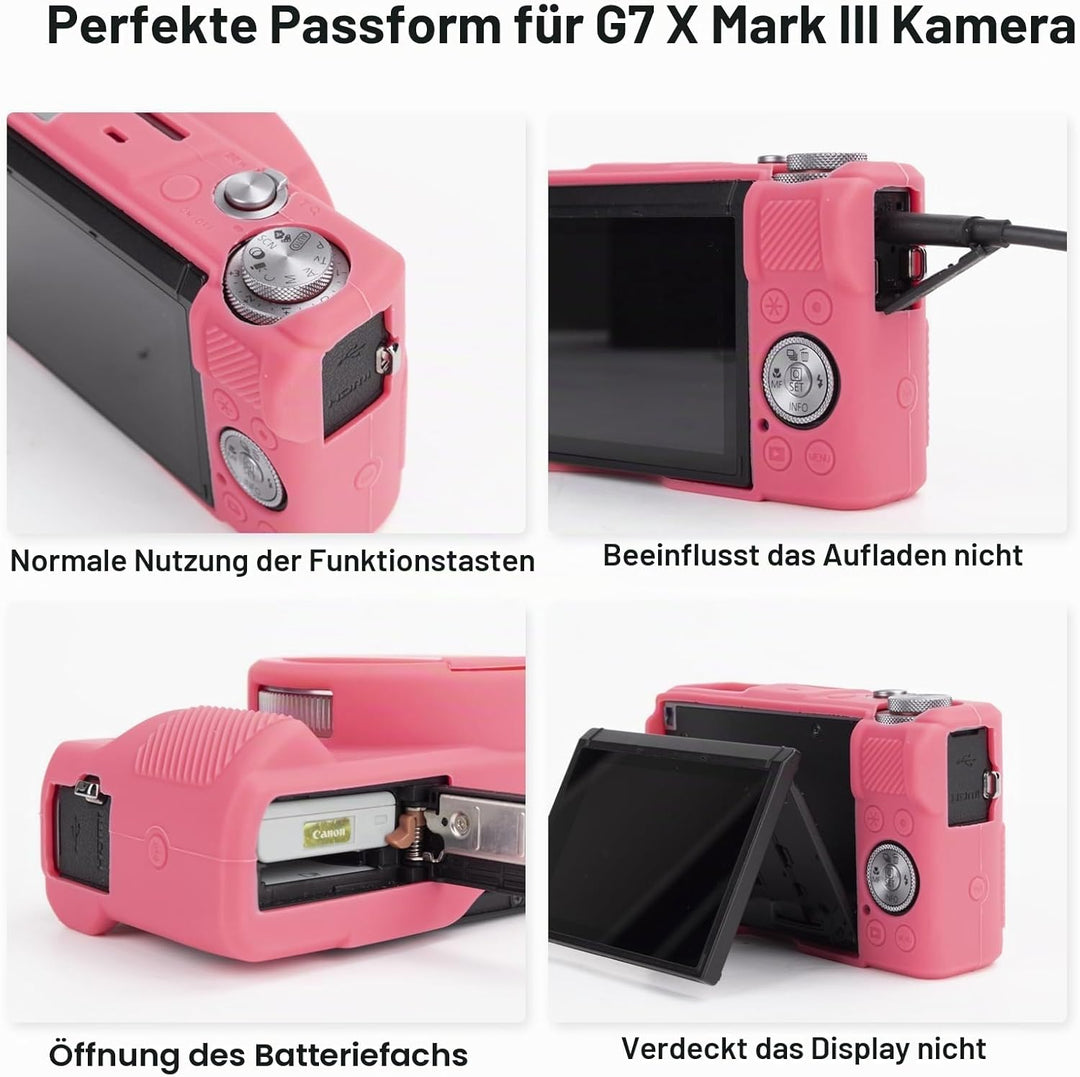 Rieibi Silikon-Schutzhülle für Canon G7X Mark III Hülle, G7X Mark III Zubehör mit 2 Stück Displaysch