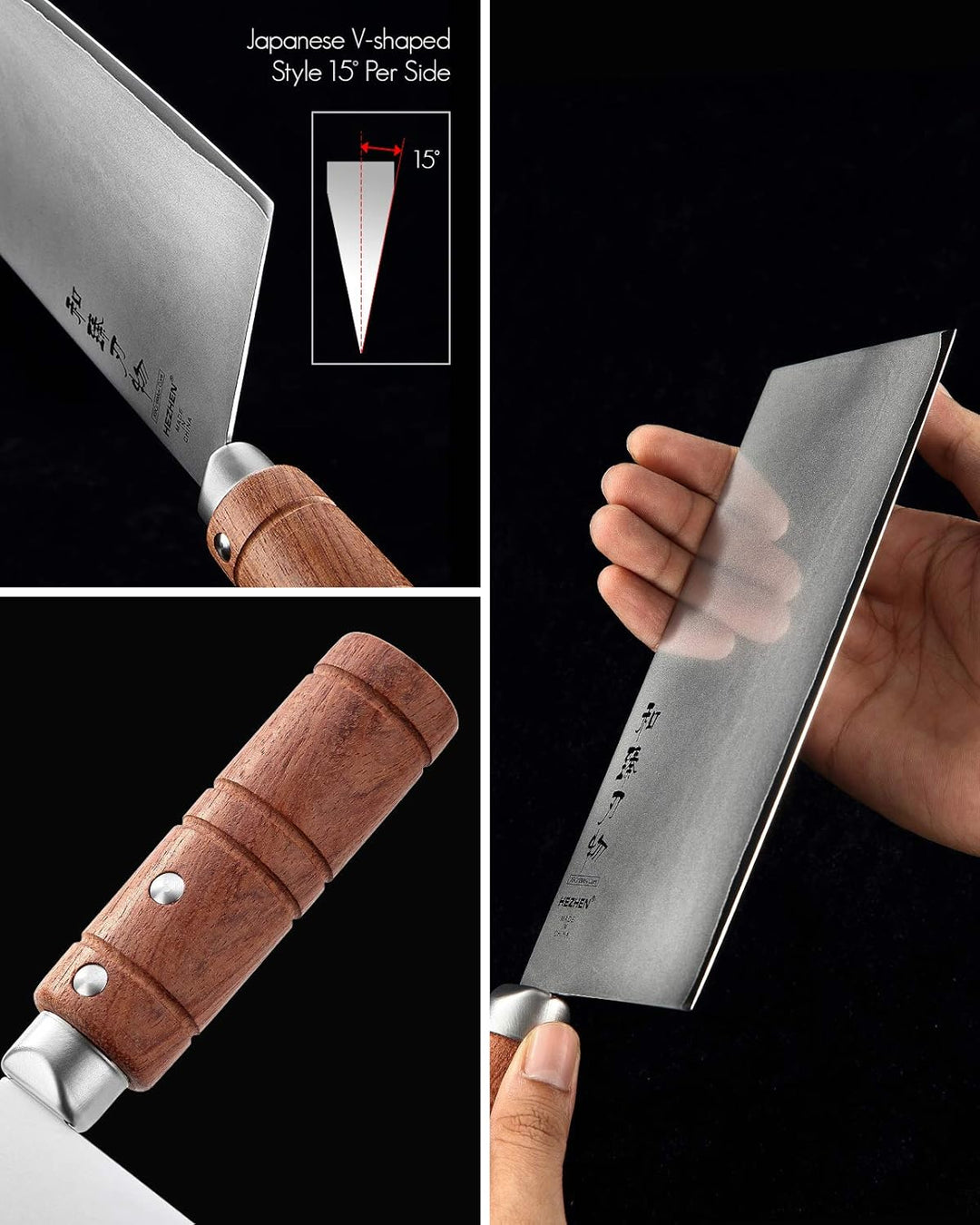 HEZHEN YM3L-Serie, Chinesisches Küchenmesser,180mm-Gemüse Fleischbeil Hackmesser,Scharfes Metzger Ko