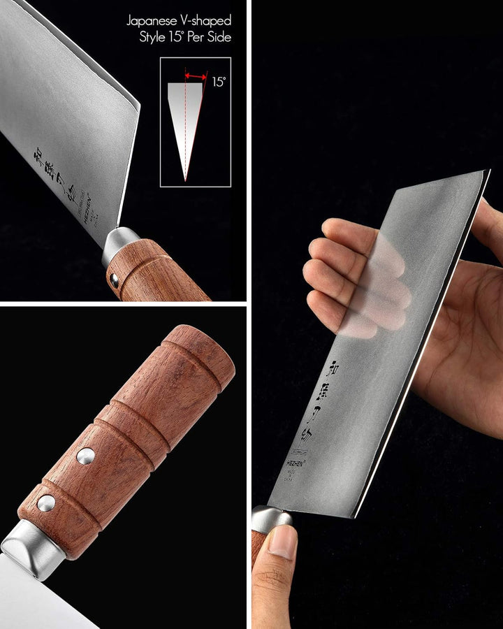 HEZHEN YM3L-Serie, Chinesisches Küchenmesser,180mm-Gemüse Fleischbeil Hackmesser,Scharfes Metzger Ko