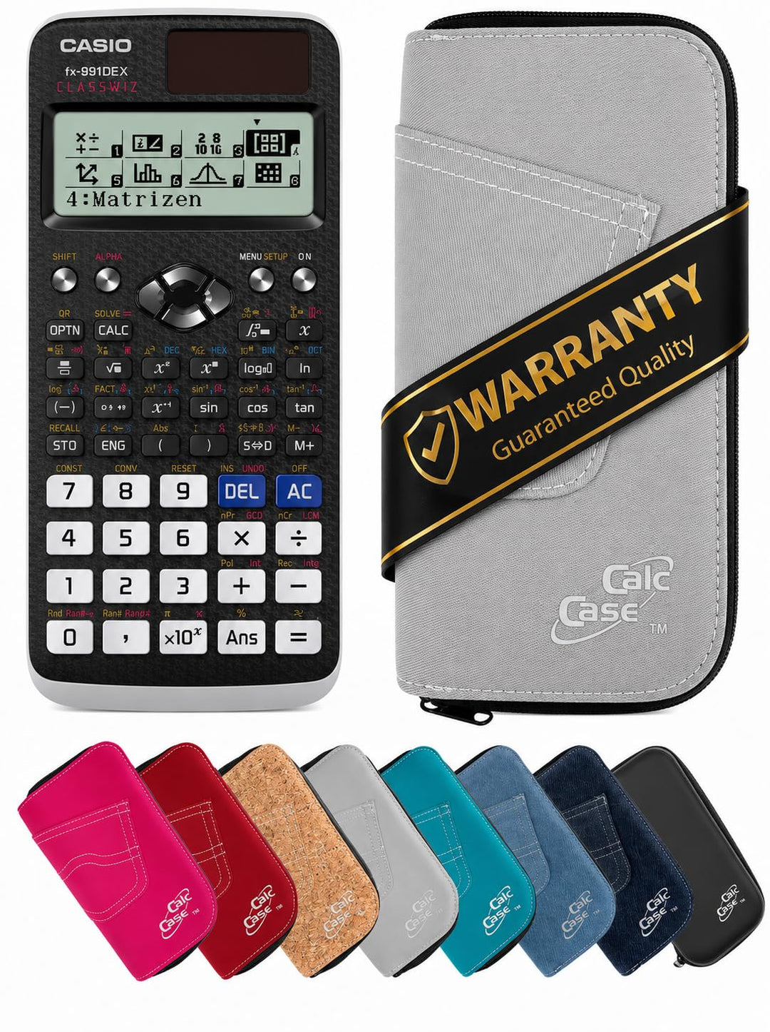 Casio FX 991DE X Schulrechner mit CalcCase Schutztasche, Wissenschaftlicher Taschenrechner – ideal f
