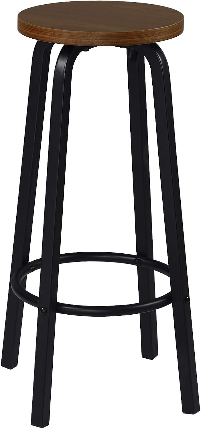 WOLTU Barhocker 2X Bistrohocker Tresenhocker Barstuhl aus MDF und Metall runde Sitzfläche Dunkelbuch