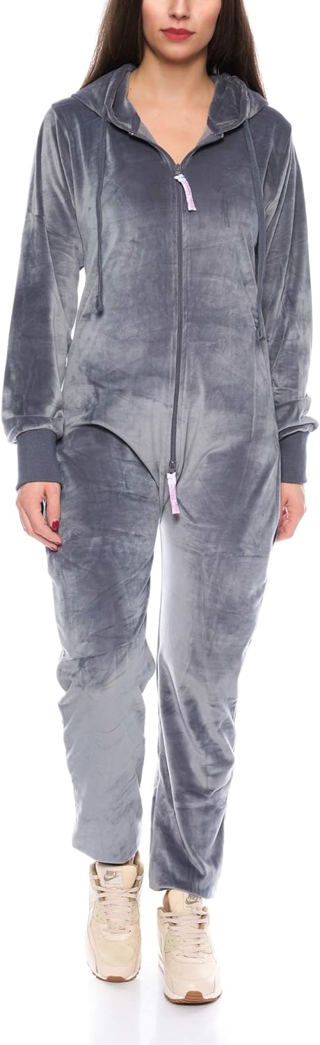 Crazy Age Damen Jumpsuit aus Samt (Nicki, Velvet) Wohlfühlen mit Style. Elegant, Kuschelig, Weich. O