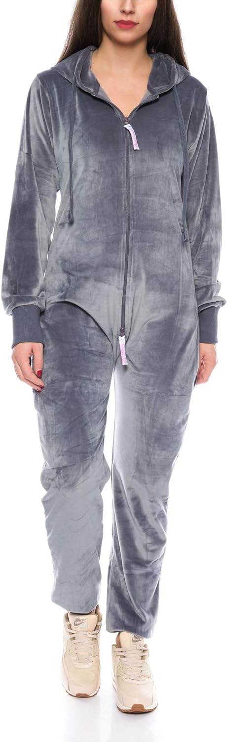 Crazy Age Damen Jumpsuit aus Samt (Nicki, Velvet) Wohlfühlen mit Style. Elegant, Kuschelig, Weich. O