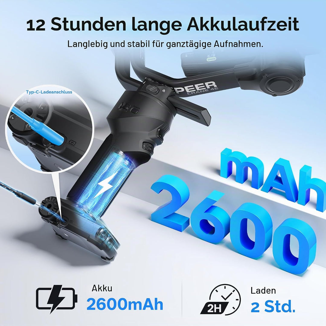ZHIYUN CINEPEER Crane 4E Gimbal für DSLR-und Spiegellose Kamera, 3-Achsen Stabilisator Gimbal, Leich