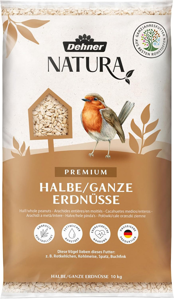 Dehner Natura Wildvogelfutter, halbe/ganze Erdnüsse, 10 kg halbe/ganze Erdnüsse 10 kg (1er Pack), ha