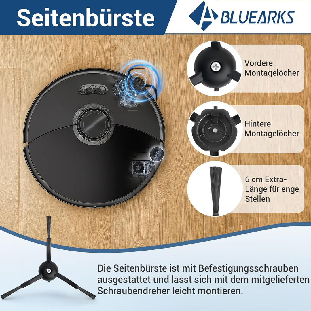 Bluearks 27 Stück Zubehörset für Roborock S8 MaxV Roboter Saugroboter, 2 Hauptbürste, 4 Filter, 4 Wi