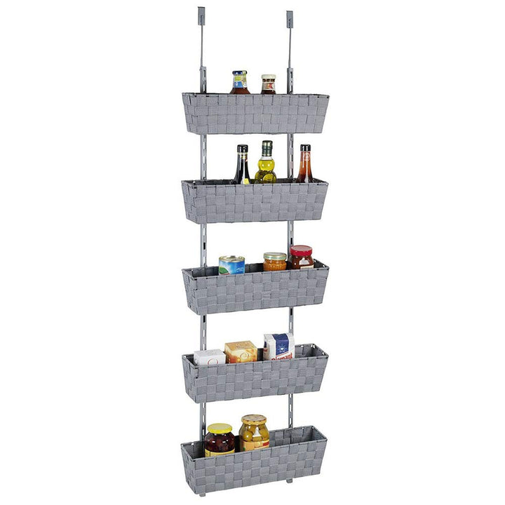 WENKO Türregal Adria 5 Etagen - Einhängeregal, 5 Etagen, pulverbeschichtetes Metall, 42 x 141 x 16 c