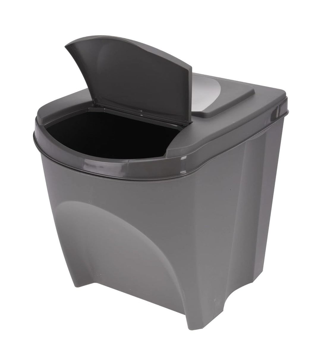 Sortibox Mülleimer mit Deckel 25 L - 3er Set/steingrau - Stapelbares Müll Trennsystem - Abfall Sorti
