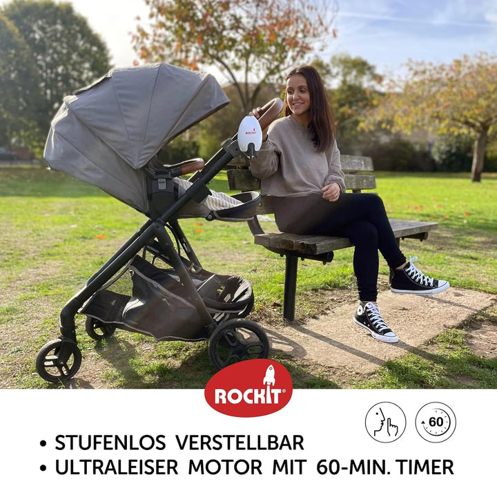 ROCKIT Kinderwagenschaukler SET -Das Original- Einschlafhilfe Baby wiederaufladbar (USB), stufenlos