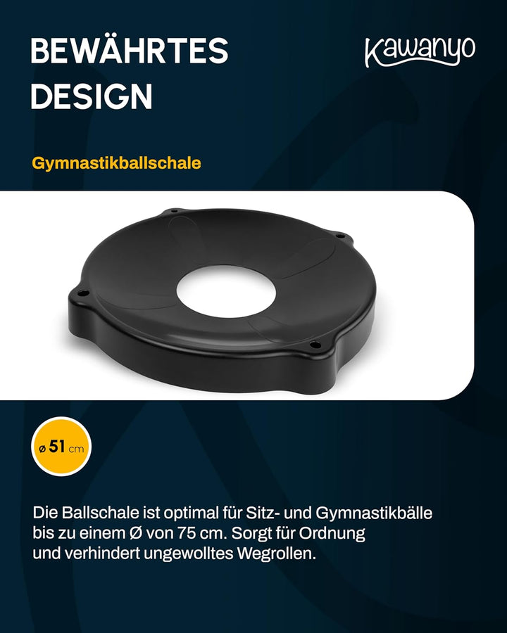 Ballschale für Gymnastikbälle als Wegrollsperre zum sicheren Trainieren – Gymnastikball Halterung ge