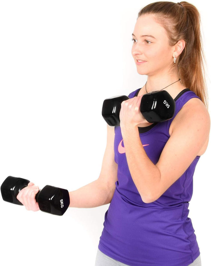 OLIVER Vinyl Hanteln Set Kurzhanteln Schwarz 2 Paar zu je 5,0 kg Fitness