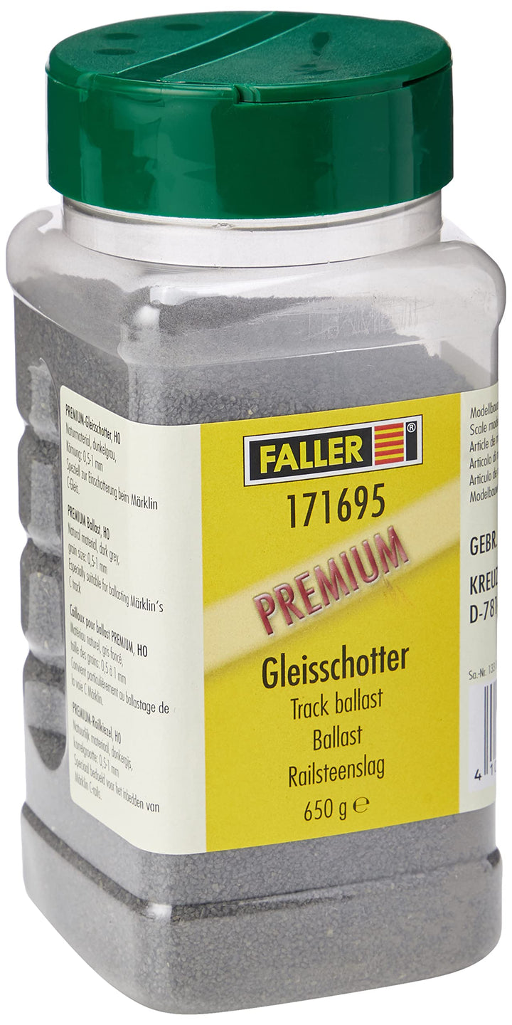 FALLER 171695 - Premium-Gleisschotter, 500 ml, dunkelgrau (für C-Gleis)
