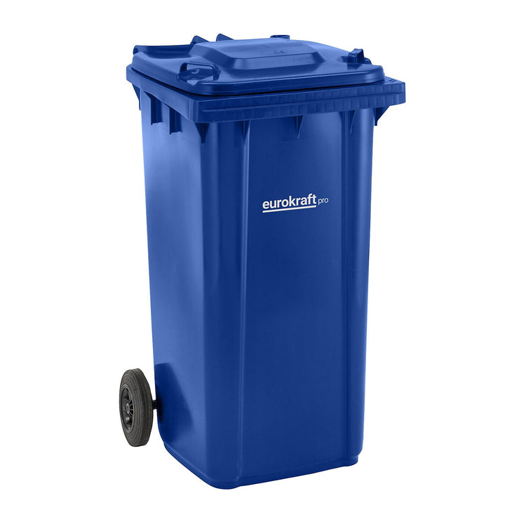 eurokraft | Mülltonne aus Kunststoff DIN EN 840 | Volumen 240 l | BxHxT 580 x 1100 x 740 mm | blau