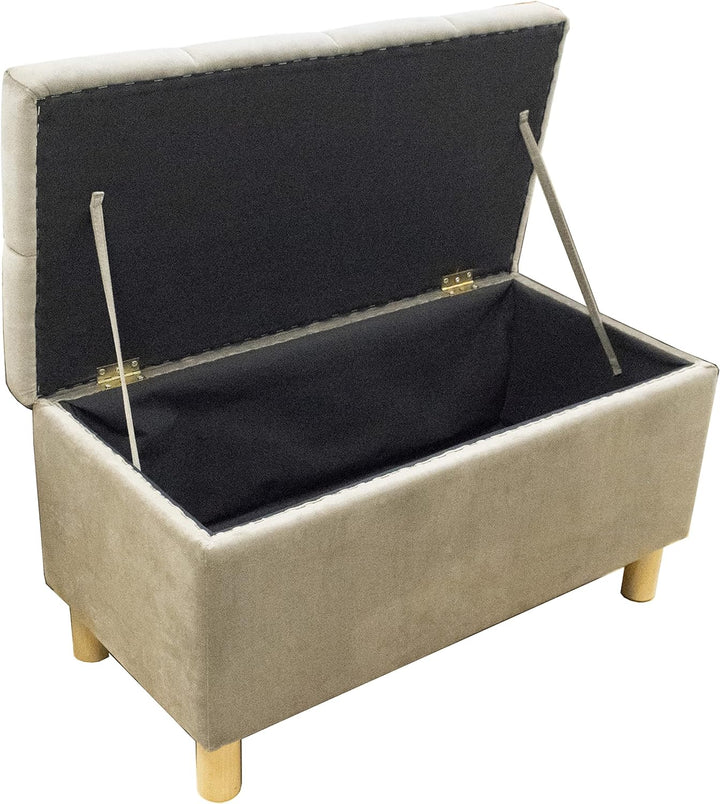 Comfort-Pur Leon Sitzbank Sitzpuff Pouf Sitztruhe mit Stauraum Aufbewahrungsbox (Ecru), Ecru