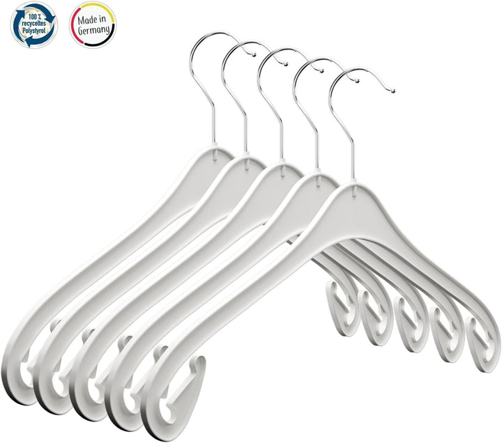 Kleiderbügel NA 47 cm - 30 Stück - aus Kunststoff- weiss - 360° drehbarer Haken - platzsparend - Hem
