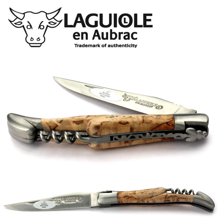 LAGUIOLE en Aubrac Taschenmesser mit Korkenzieher L0312BHIF 12 cm, Griffschalen Birkenholz, Klinge 1