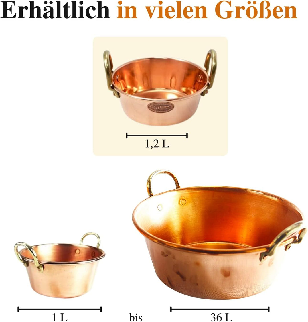 CopperGarden Sossen- & Marmeladentopf 1,2 Liter I Kochtopf aus Kupfer mit 16 cm Durchmesser I handli