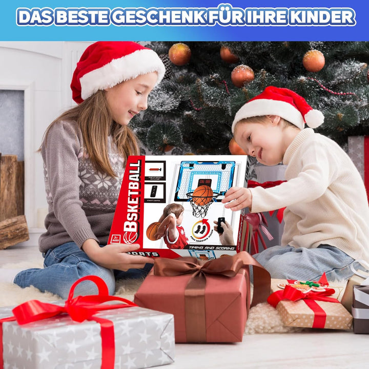 Aragallant Basketballkorb Indoor für Kinder, Mini Basketballkorb fürs Zimmer mit 4 Bällen und Elektr