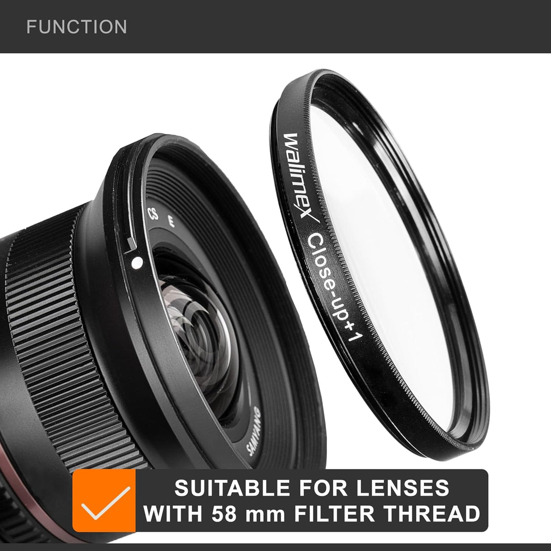 Walimex 17857 Close up Makrolinsen-Set 58 mm inkl. 0.0125 Dioptrien 58 mm Single, 58 mm Single