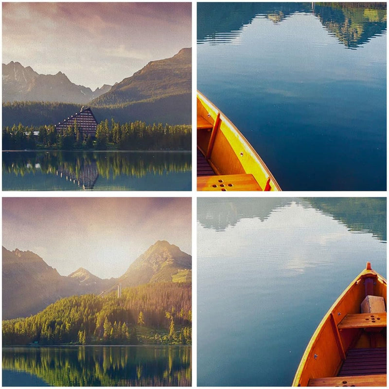 Panorama Bilder auf Leinwand 100x40cm Leinwandbild mit Rahmen See Natur Gross Wanddeko Bild Schlafzi